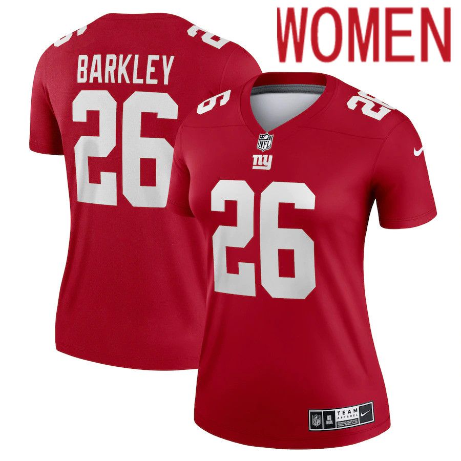 Women New York Giants #26 Saquon Barkley Nike Red Inverted Legend NFL Jersey